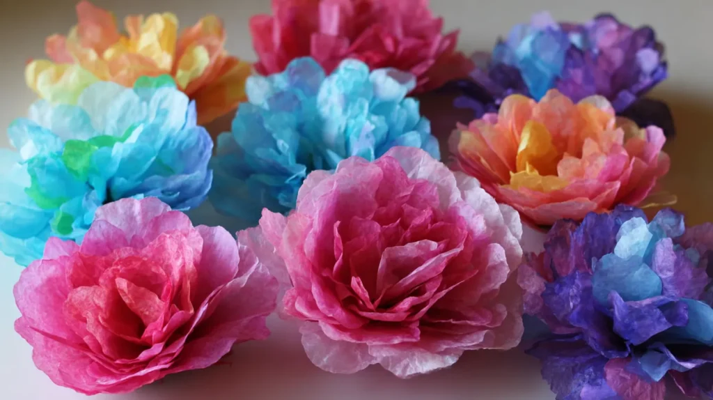 colored coffee filter flowers