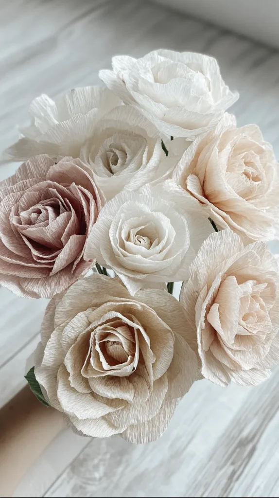 coffee filter flora bouquet in neutral colors