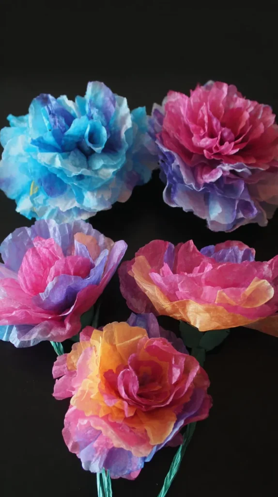 bright colored coffee filter flowers