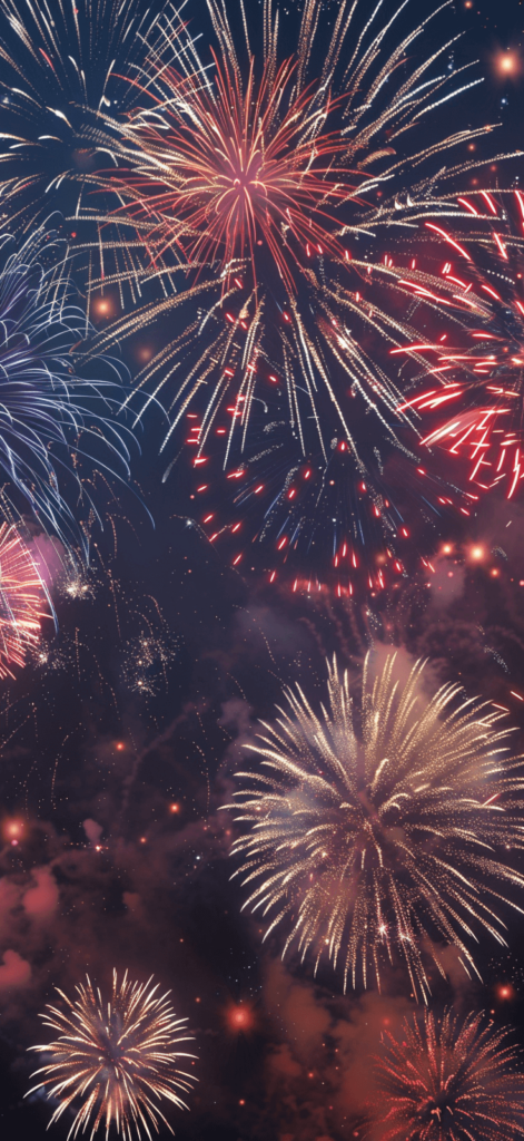 A realistic display of 4th of July fireworks photo quality; American iPhone wallpaper