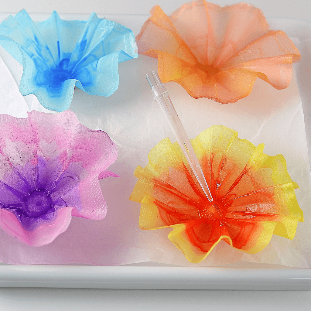 colored coffee filters and pipette