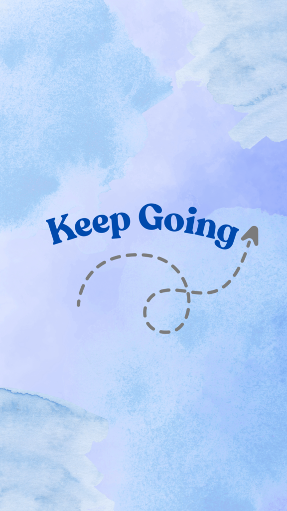 Keep going on blue and purple background iPhone wallpaper, swirling arrow