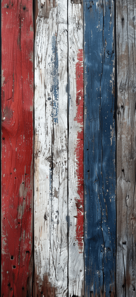 A rustic red, white and blue wooden plank background. American iPhone wallpaper.