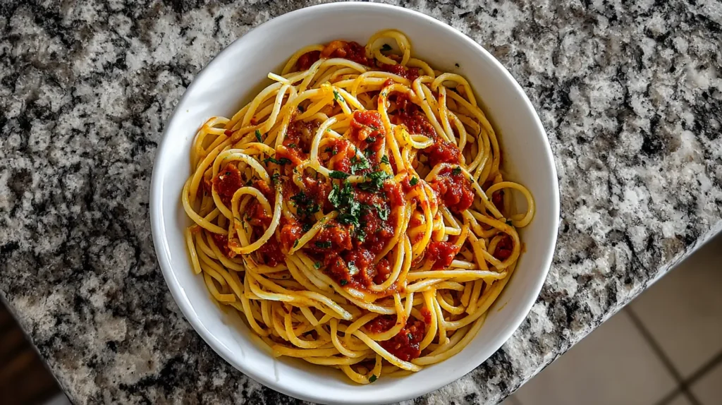 spaghetti in a bowl