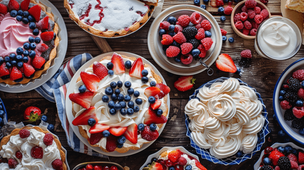 picnic table of 4th of July desserts
