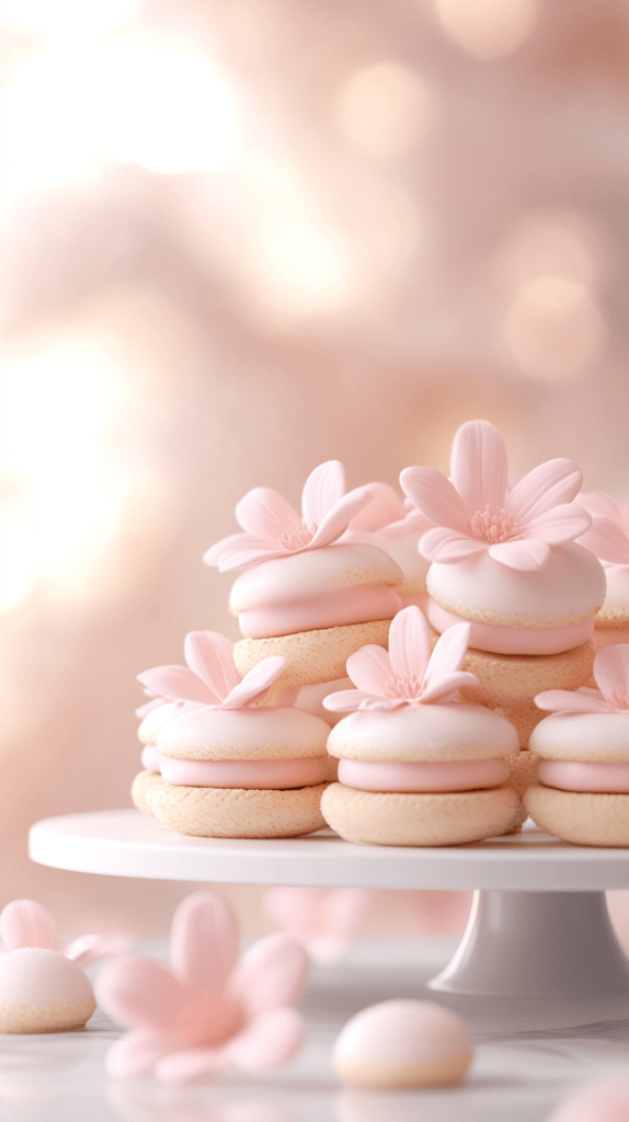 macaroons with edible flowers, kids tea party food