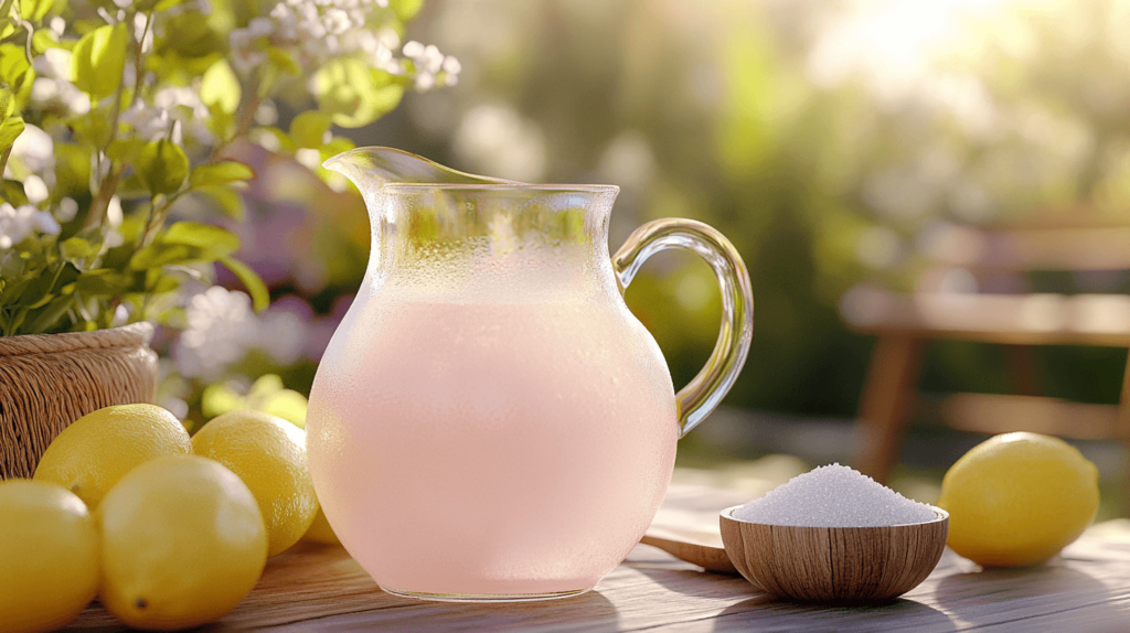 pitcher of pink lemonade