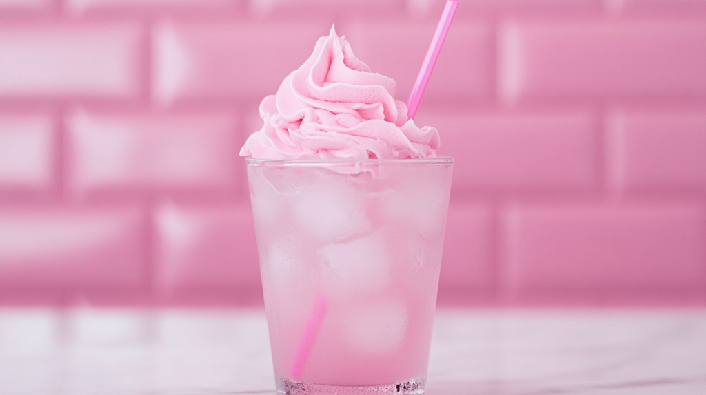 whipped pink lemonade in a glass