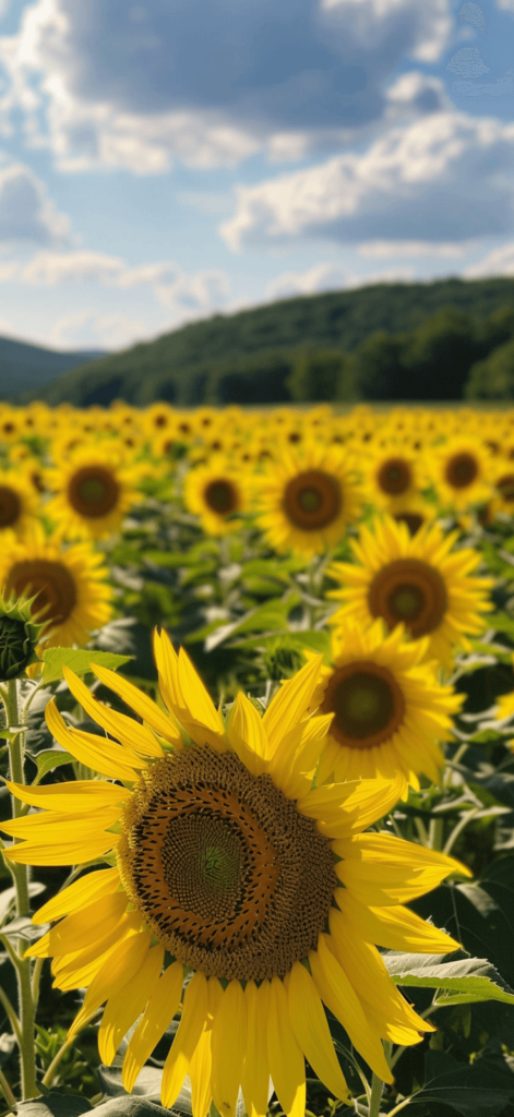 A picturesque view of a sunflower field on a sunny day.