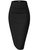 Hybrid & Company Women Premium Nylon Ponte Stretch Office Pencil Skirt High Waist Made in The USA below Knee