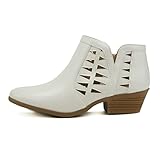 Soda CHANCE Womens Perforated Cut Out Stacked Block Heel Ankle Booties