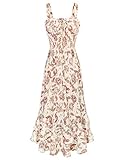 GRACE KARIN Women's 2024 Summer Floral Boho Dress Square Neck Strapped Swing A Line Beach Long Maxi Dress