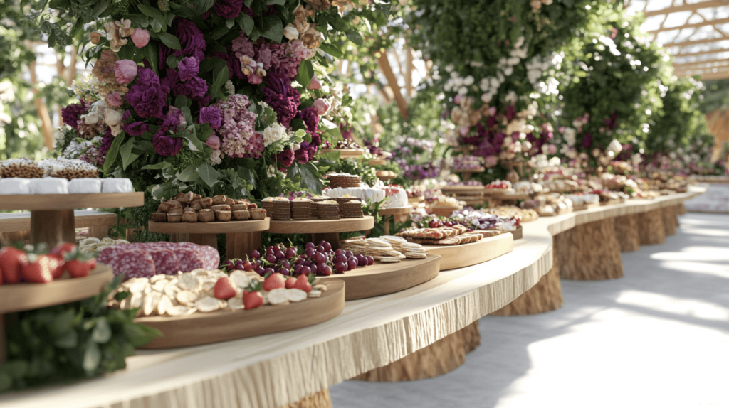 grazing table for 50 people large spread of food selection