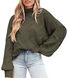 PRETTYGARDEN Women's Fall Oversized Pullover Sweaters Casual Crewneck Long Sleeve Chunky Cable Knit Blouse Top