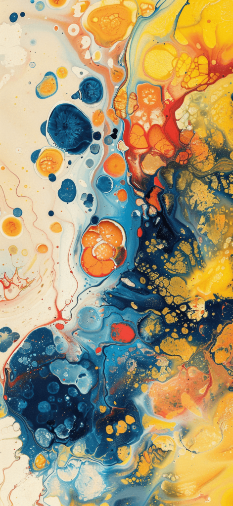 Abstract splashes of bold summer colors like yellow, orange, and blue.
