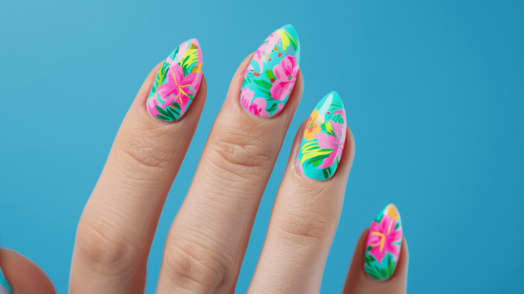 Lilly Pulitzer inspired tropical nails