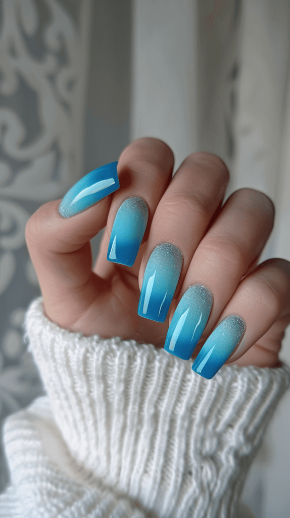 blue ombre manicure