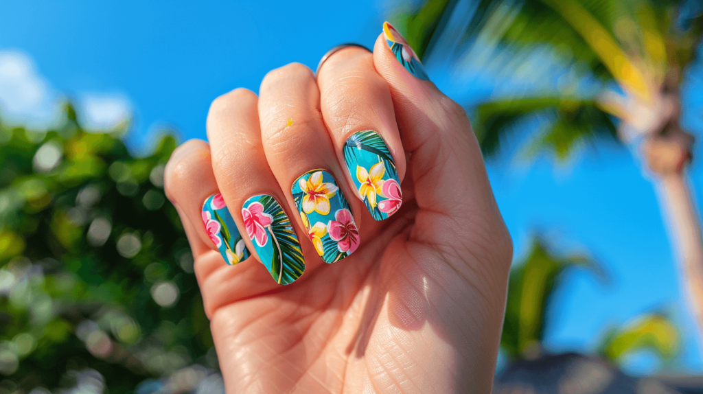 tropical beach nails