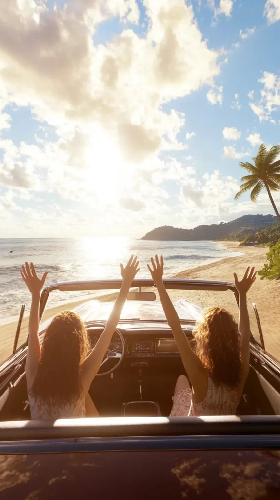 two females in a convertible