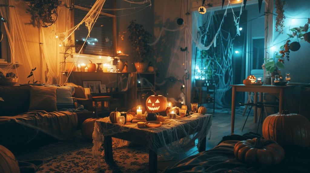 Halloween party ideas, spooky Halloween themed living room