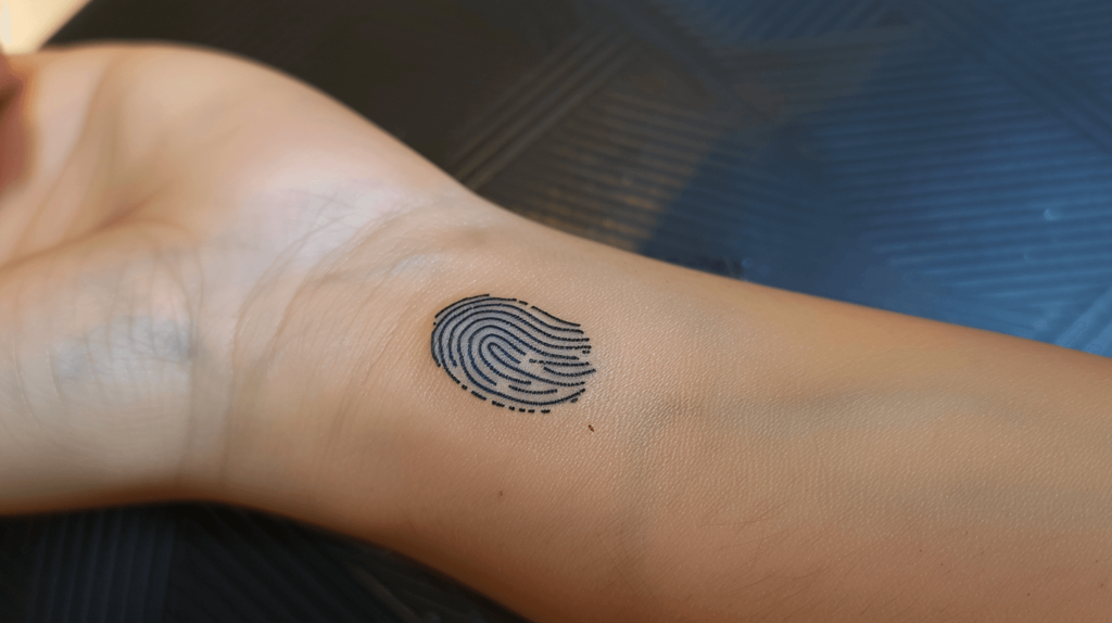 fingerprint tattoo on wrist; mom and daughter tattoos