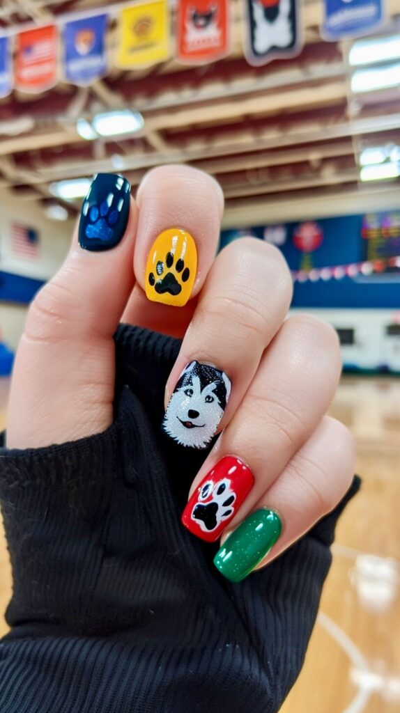 husky mascot manicure