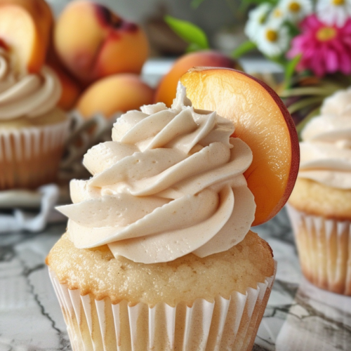 vanilla peach cupcake