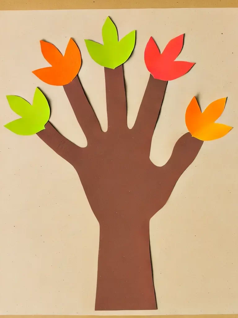 handprint tree; fall crafts for kids