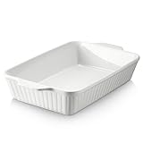 DOWAN Casserole Dish, 9x13 Ceramic Baking Dish, Large Lasagna Pan Deep for Oven, 4.2 Quarts Baking Pan with Handles, Oven Safe and Durable Bakeware for Lasagna, Wedding Gift, White