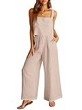 ANRABESS Women's 2 Piece Outfits Linen Pants Jumpsuit Matching Lounge Set Casual Summer Beach Vacation Trendy Clothes