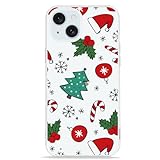 LCHULLE Compatible with iPhone 15 Christmas Case Xmas Santa Holiday Transparent Clear Design Women Men Kids Soft TPU Silicone Shockproof Protective Case Cover for iPhone 15, Xmas Tree