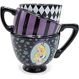 Silver Buffalo Disney Tim Burton Alice in Wonderland Stacked Teacup 3D Sculpted Ceramic Coffee Mug, 20 Ounces