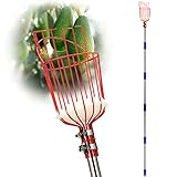 DonSail Fruit Picker Pole Tool with Basket Telescoping Long Handle, 35-65 Inch Adjustable Apple Orange Picker Pole Tool with Basket for Avocado Acorn Lemon Pear Mango Tree Picker