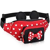 Cute Fanny Pack for Travel Best Fanny Pack Women Waist Pack Teen Girls Mini Mouse Belt Bag Cartoon Fanny Pack Hiking Bum Bags Outdoor Waist Bag with Mouse Ears Red