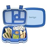 Bentgo® Kids Bento-Style 5-Compartment Leak-Proof Lunch Box - Ideal Portion Sizes for Ages 3 to 7 - Durable, Drop-Proof, Dishwasher Safe, BPA-Free, & Made with Food-Safe Materials (Blue)