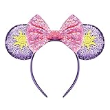 FANYITY Rapunzel Mouse Ears, Sequin Mouse Ears Headband for Boys Girls Women halloween&Disney Trip (Purple sun)