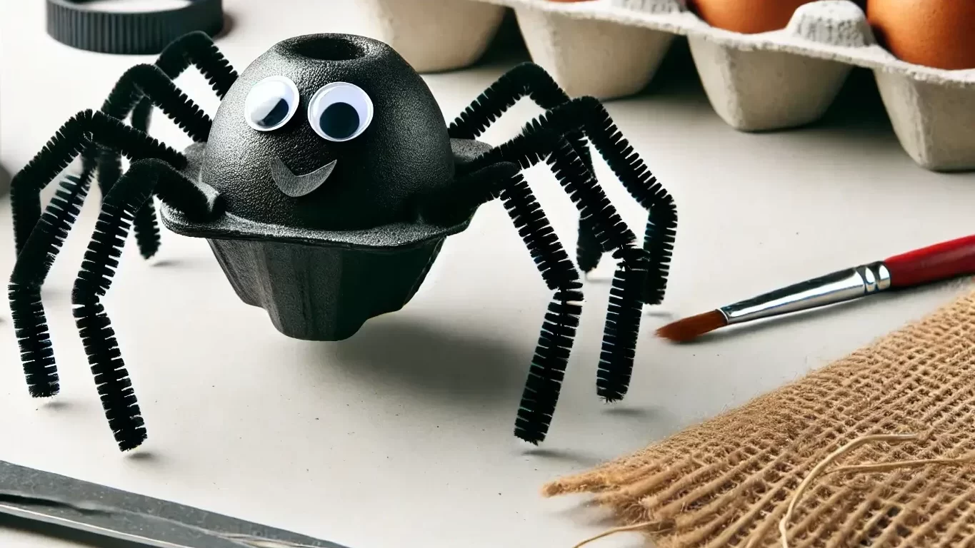 spider egg carton craft Halloween crafts for kids