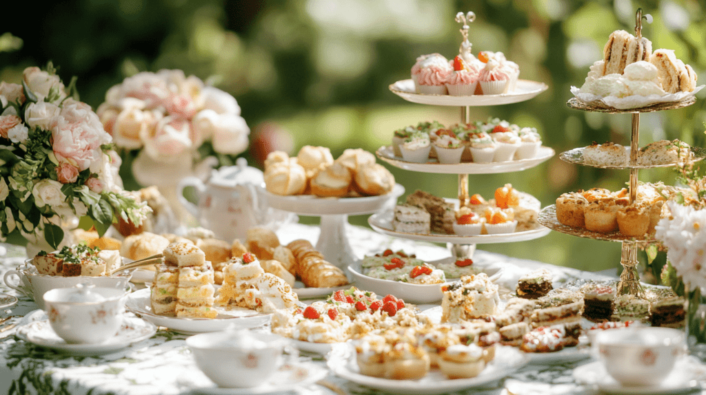 beautifully arranged tea party set table