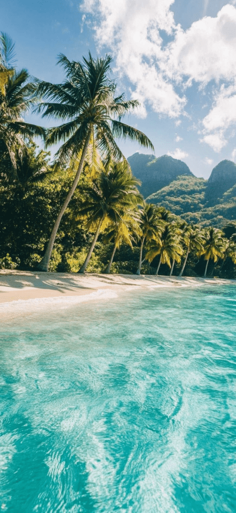 tropical beach wallpaper with palm trees