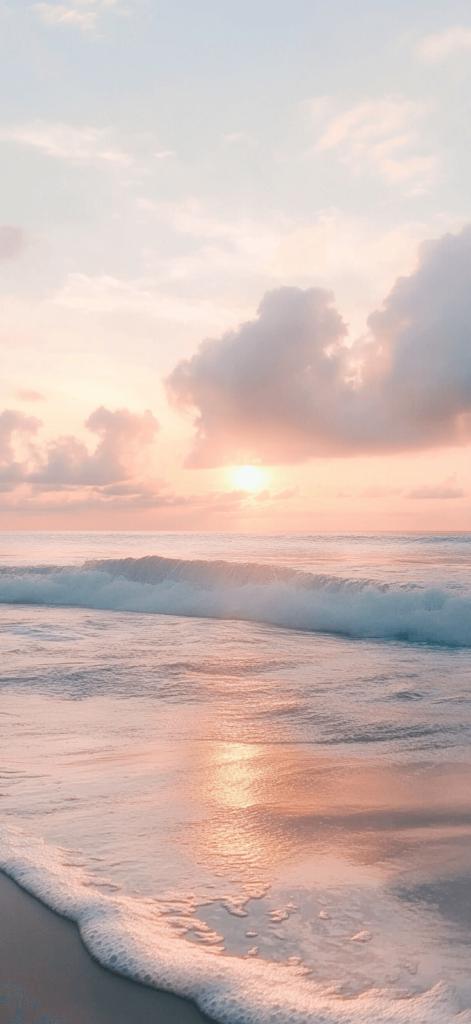 pastel colored sunset at the beach
