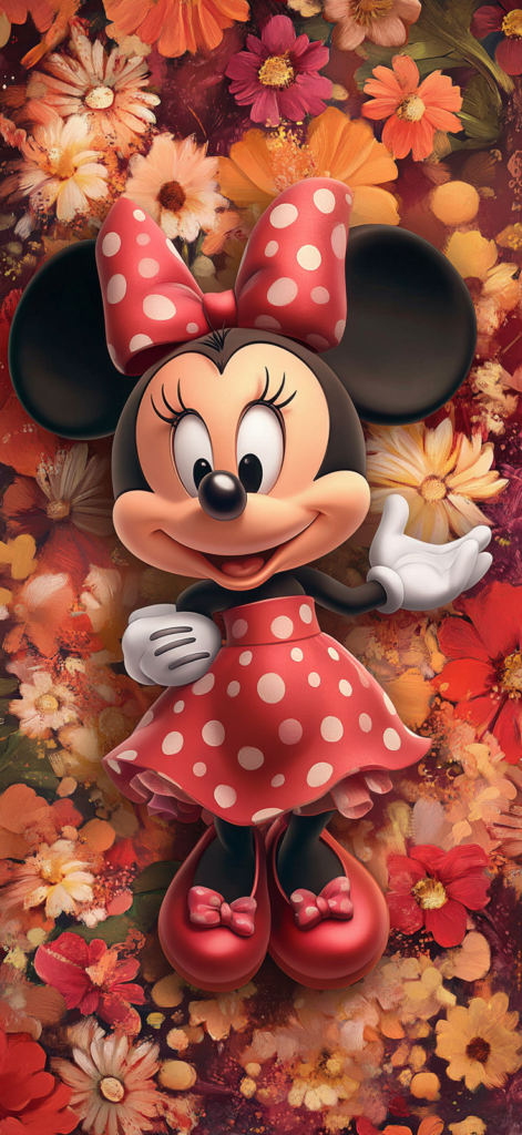 Minnie Mouse in Fall leaves lying down