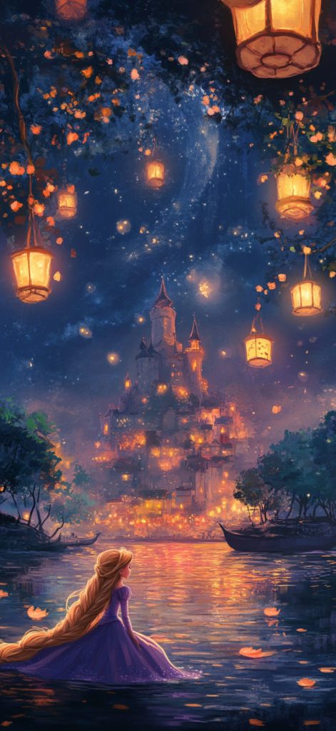 Rapunzel with floating lanterns