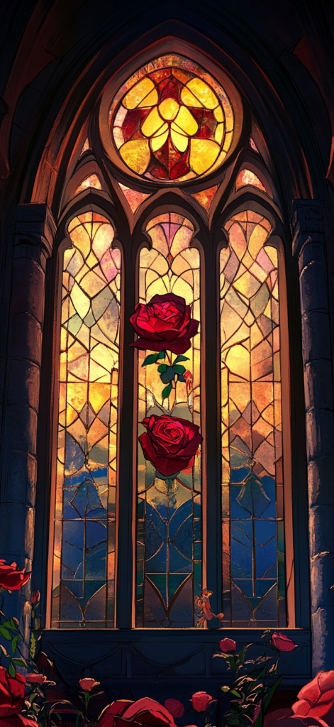 Roses from Beauty and the Beast and stained glass