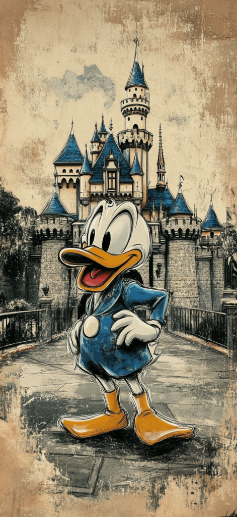 Disney wallpaper, Donald Duck sketch