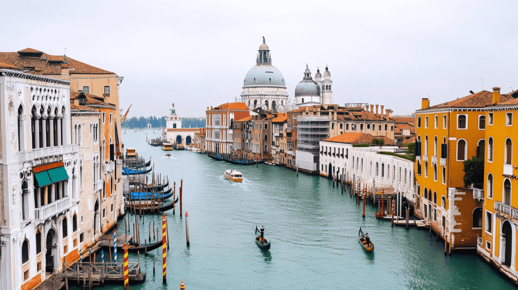 summer Europe travel; gondolas in Italy