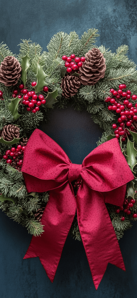 Christmas wreath with a red bow