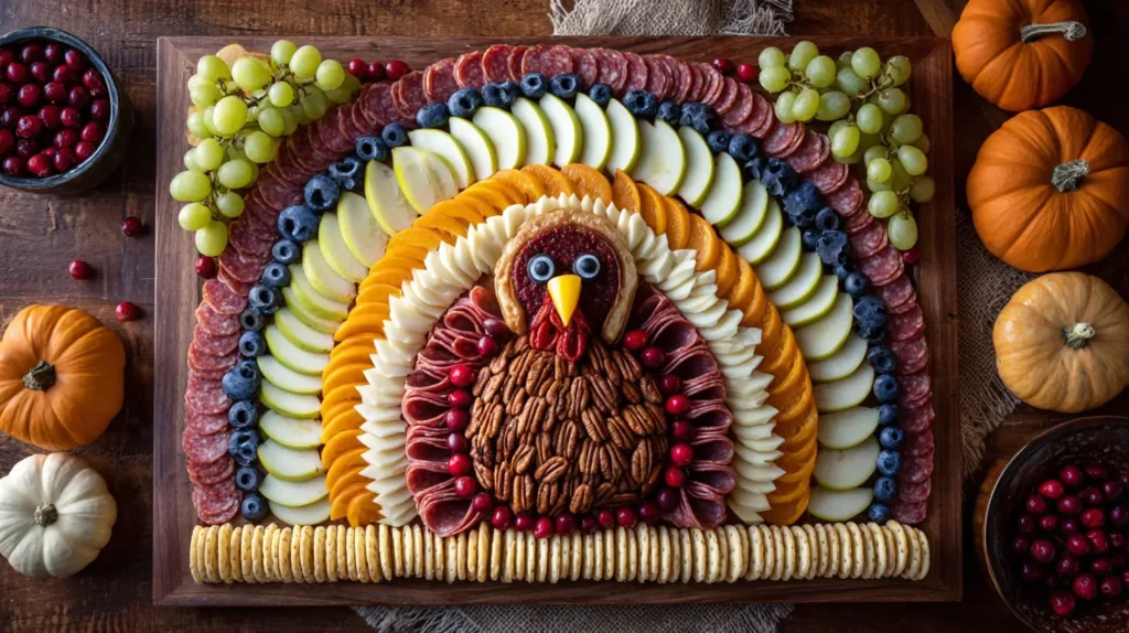food shaped like a turkey with feather