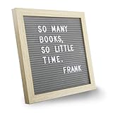 Letter Board by Crystal Lemon, 317 Pre-cut Letters Numbers & Symbols, Felt Letter Board, 10x10 Inches, Changeable Wooden Message Board Sign, Wood Frame, Wall Mount, Free Standing(Gray)