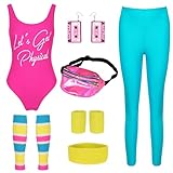 CICOCI 80s Outfit For Women Workout Clothes Costume with 80s Accessories Set Retro Party Leg Warmers Headband