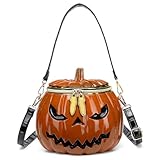 Lyuxhetaokdiq Women Pumpkin Shaped Crossbody Shoulder Bag Unique Weird PVC Handbag Novelty Halloween Pumpkin Purse (orange)